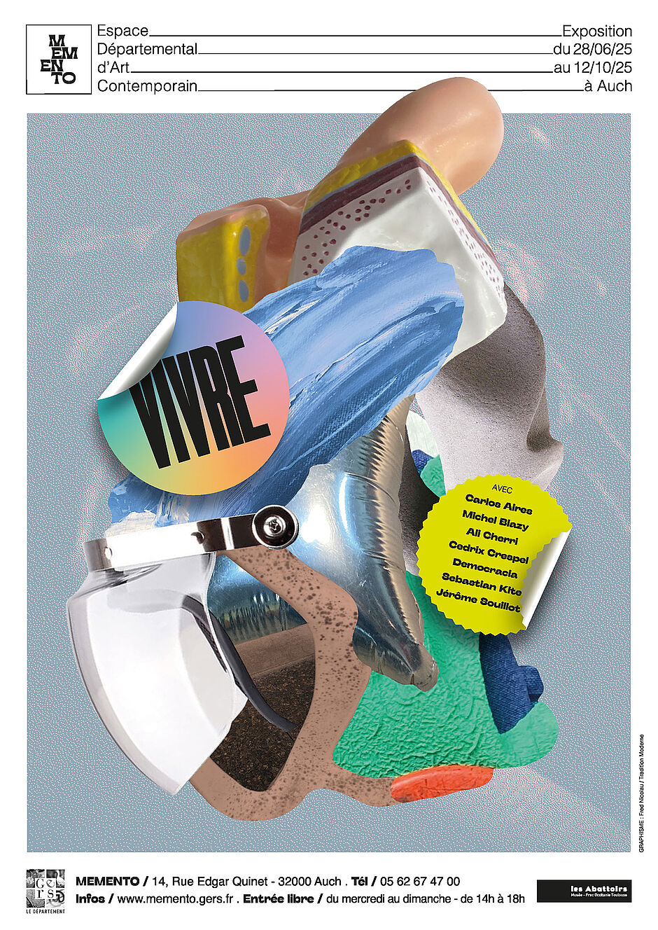 Du 28 juin au 12 octobre 2025, l’Espace Départemental d’Art Contemporain Memento à Auch ouvre ses portes à une exposition captivante intitulée V I V R E - Agrandir l'image (fenêtre modale)